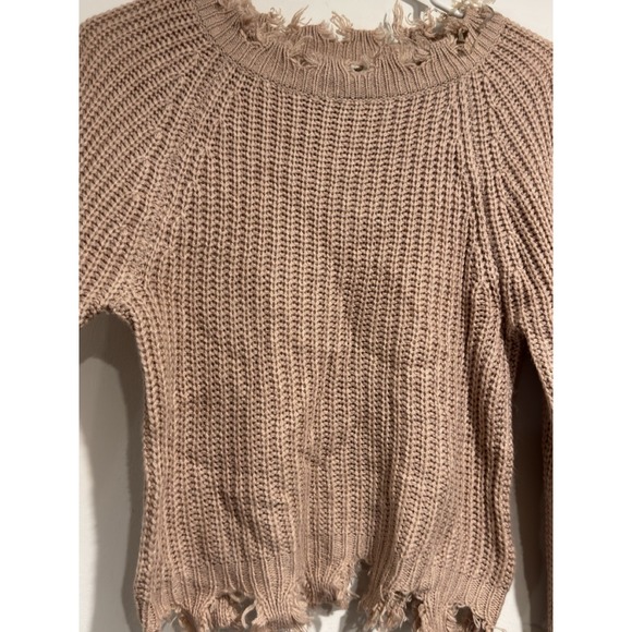 Full Circle Trends Pink Knit Frayed Hem Sweater Women's Size S - Picture 6 of 12